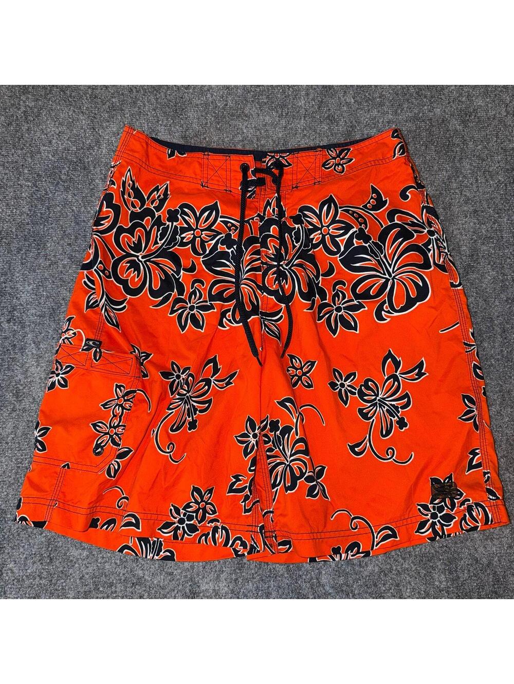 O’Neill Orange Floral Surf Board Shorts Mens MD Vtg y2k 90s Rare